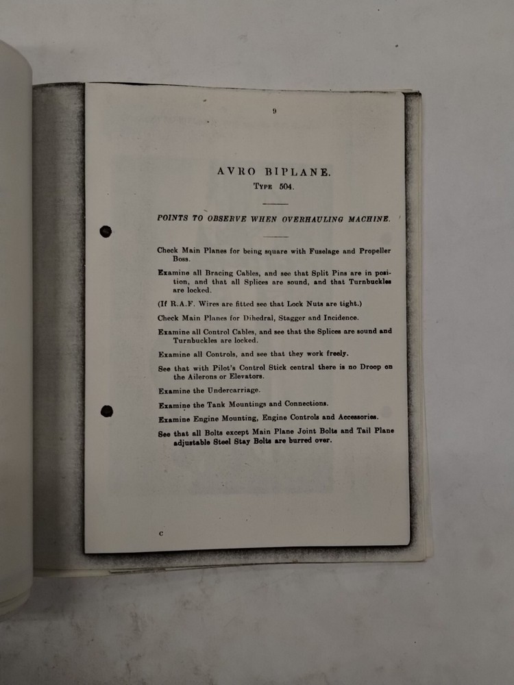 Avro Biplane Type 504 Rigging Notes-Copy