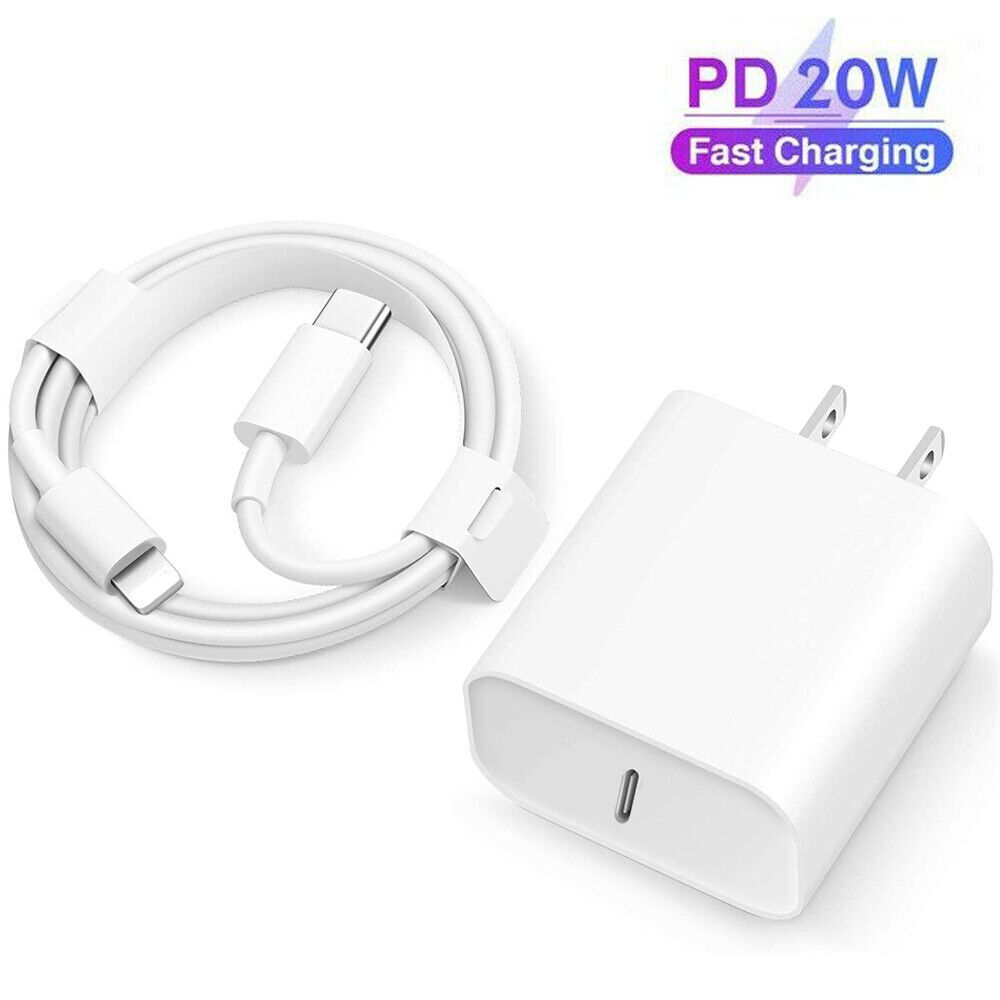 20W PD USB-C Fast Wall Charger Adapter Power 3ft Cable for iphone14 13 12 11Pro