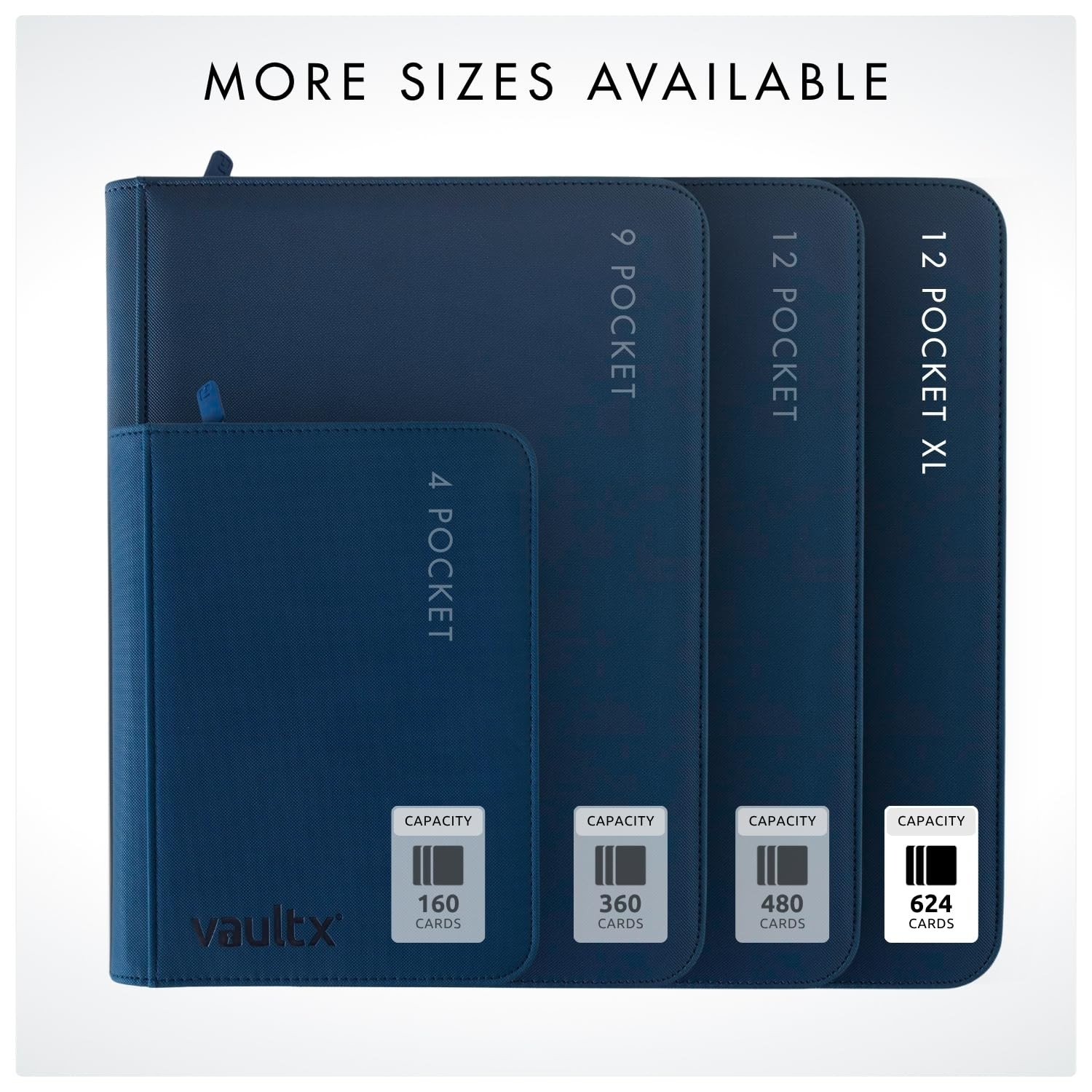 Vault X 12 XL Pocket Zip Binder - 624 Card, TCG Folder Album, Side-Loading (Blue