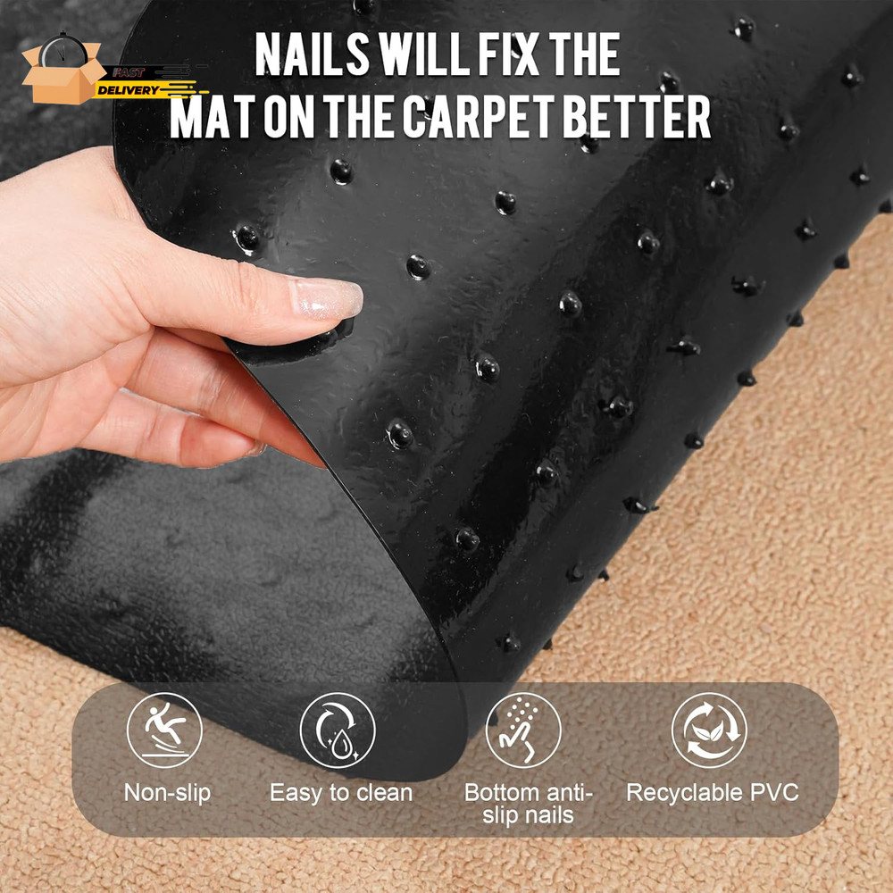 Carpet Protector for Pets -3.6FT Black round Corner Plastic under Door Ca
