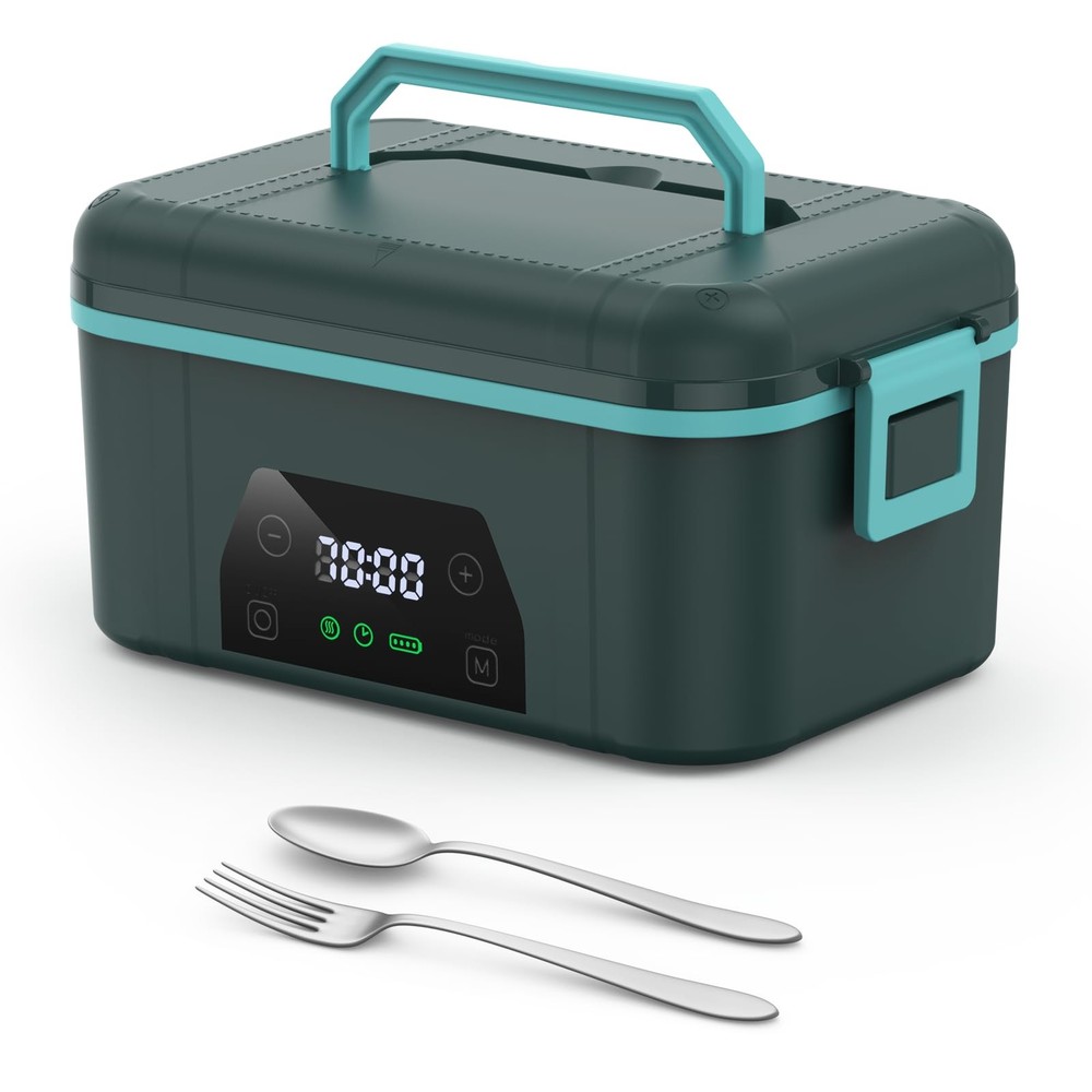 Cordless Heated Lunch Box, Smart Timer Automatic Heating Food Warmer for Adul...