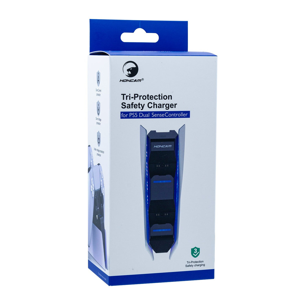 Tri-Protection Safety Dual Controller Charger for PS5 DualSense Controller