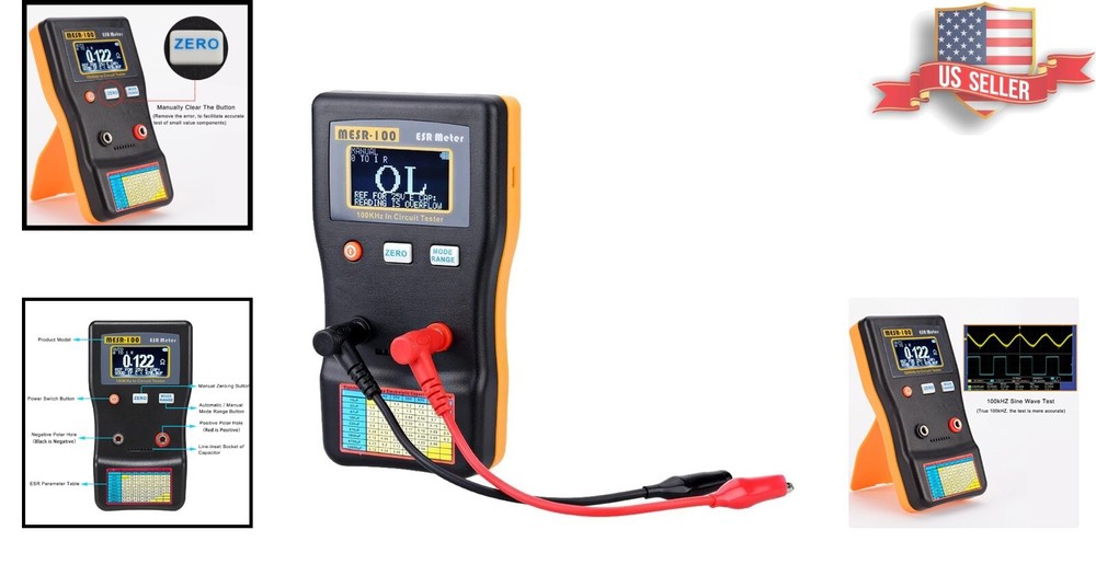 Battery-Powered MESR-100 V2 ESR and Resistance Meter - Precision Testing Tool