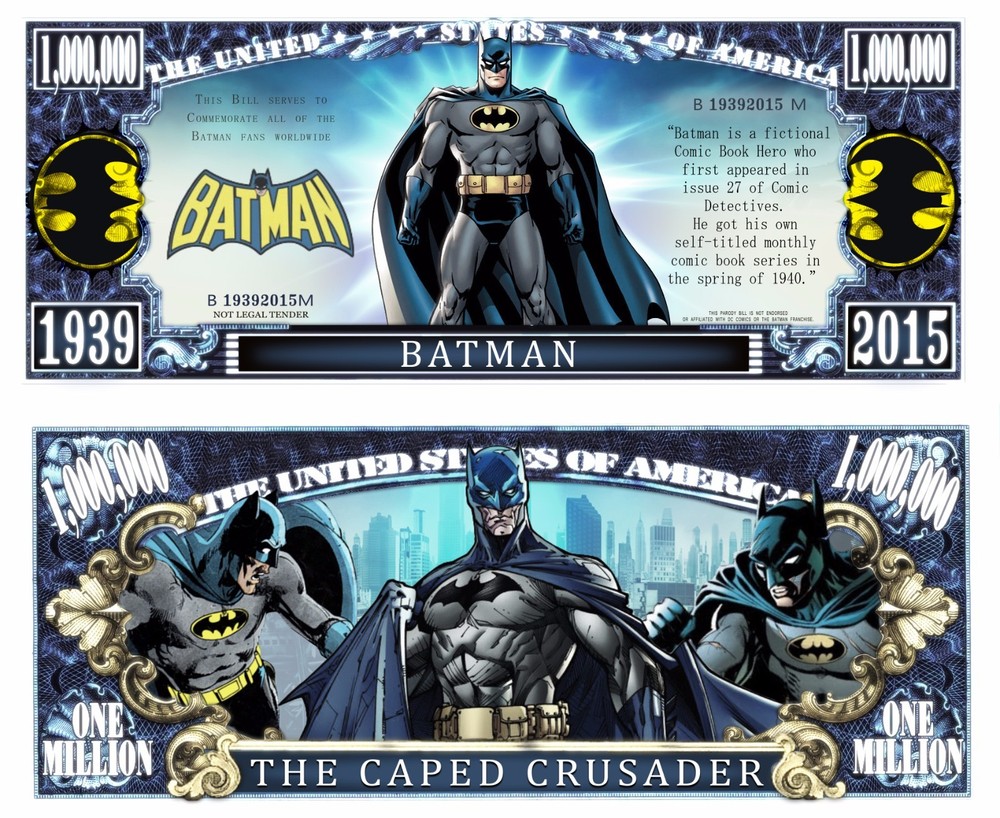 OUR BATMAN COMIC DOLLAR BILL (2 Bills)