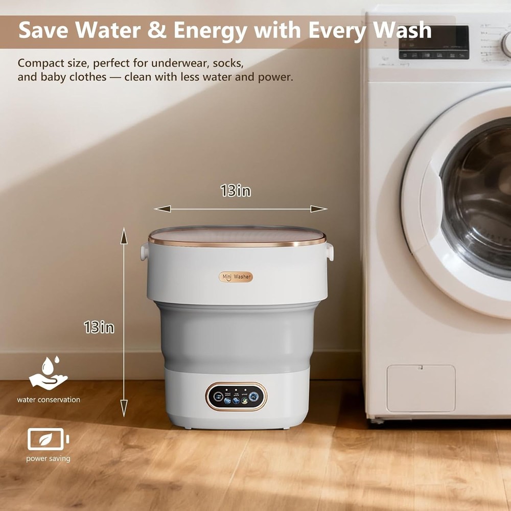 Mini Laundry Machine 16L — Foldable Portable Laundry Machine and Spinner for Bab