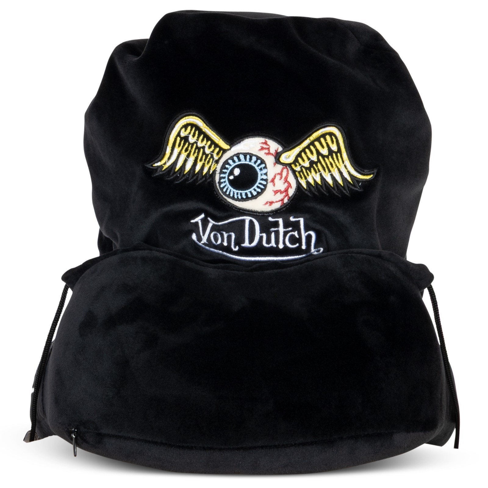 Von Dutch Black Eyeconic Hooded Ergonomic Memory Foam Travel Neck Pillow