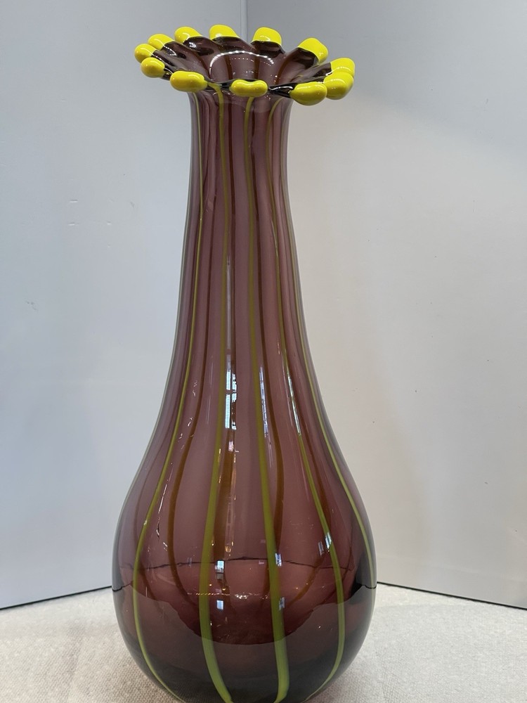 Eastern Curved Purple and Yellow pulled vase