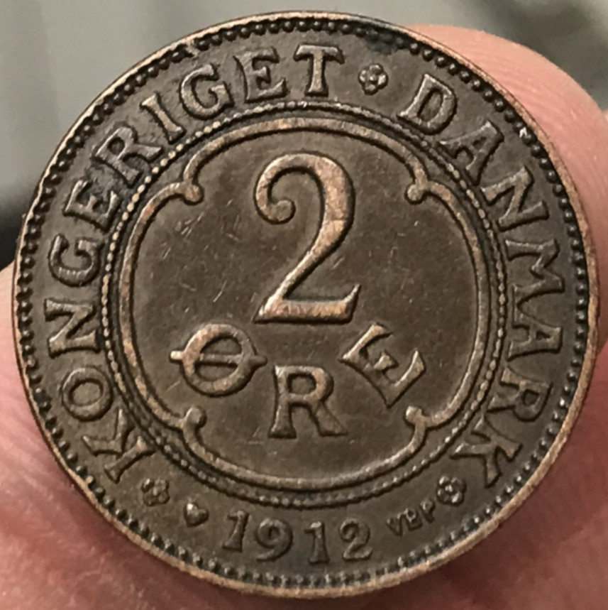 1912 Denmark 2 Ore 2 Øre KM# 805