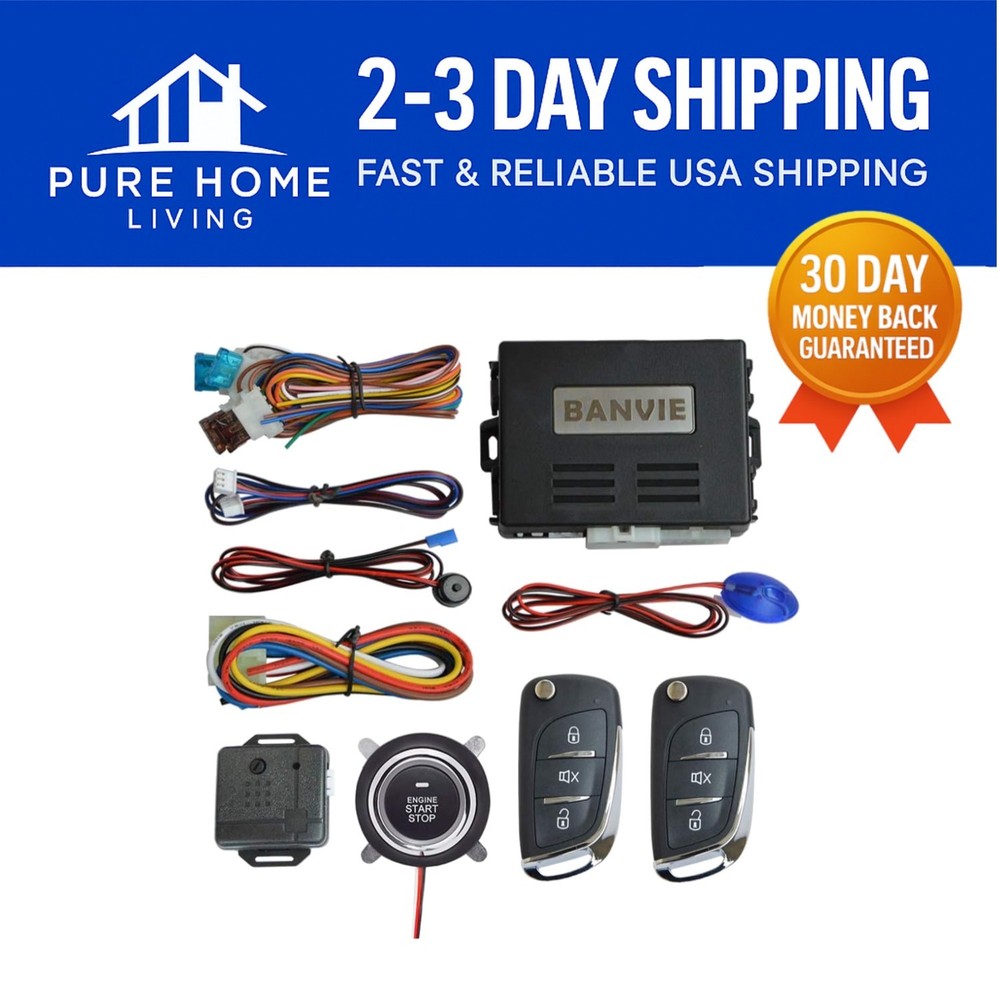 Advanced Keyless Entry Security Alarm with Remote Engine Starter & Push Button