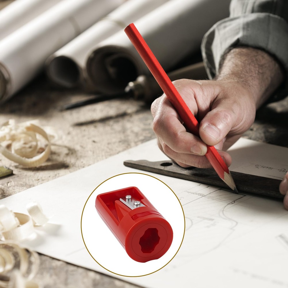 4 Pack Carpenter Pencil Sharpener, Manual Contractor Red