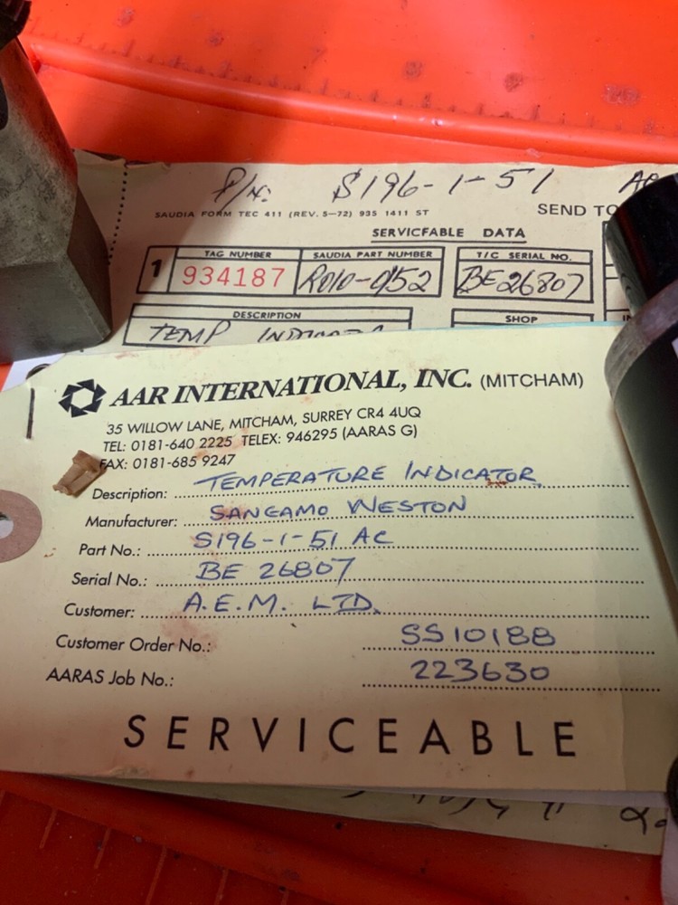🇺🇸 Sikorsky Temperature Indicator C x 100 , S196-1-51AC