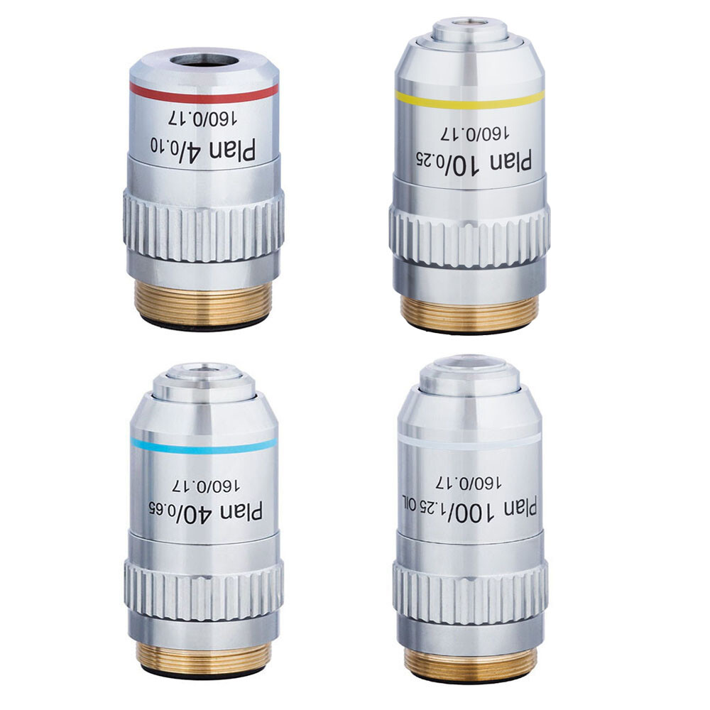 195 Plan Compound Microscope Objective Lens 4X 10X 40X 100X