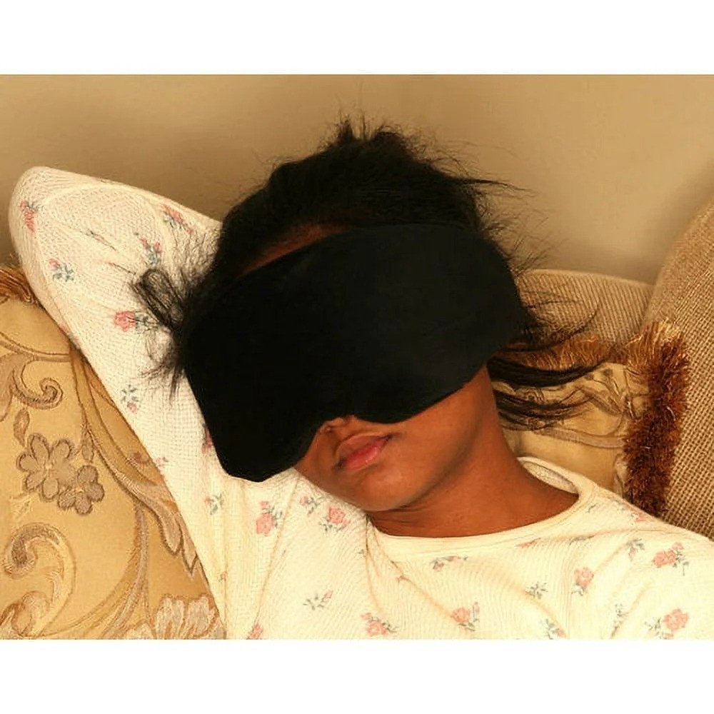 Soft Memory Foam Sleep Eye Mask Adjustable Strap 50% Cotton 50% Polyester Black