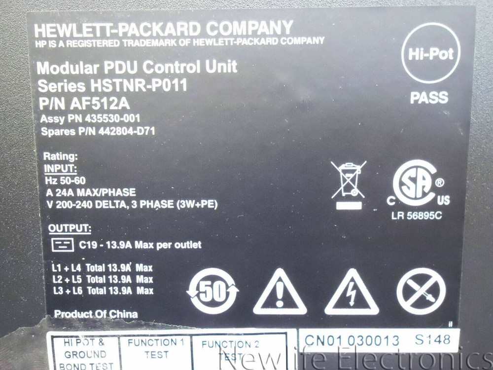 HP 442804-D71 24A Power Distribution Unit (6 x C19 Outlets) AF512A