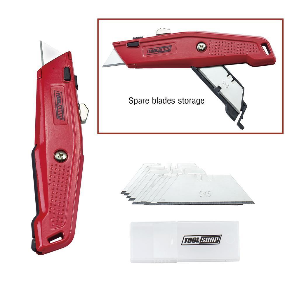 3 Piece Retractable Utility Knife, Snap Off & Scraper Set - Includes 28 Blades