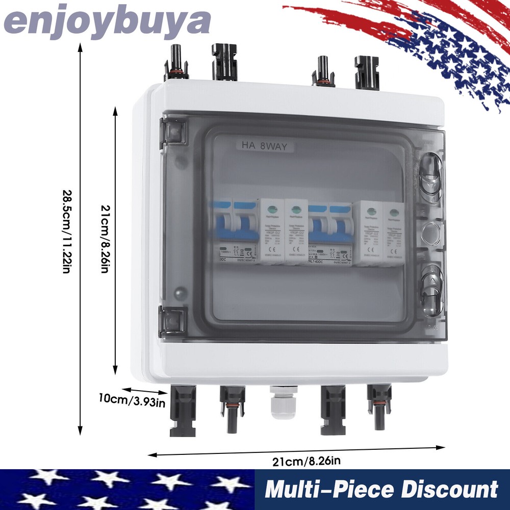 Solar Combiner Box with 2 Inputs, Overload Protection & Waterproof Design