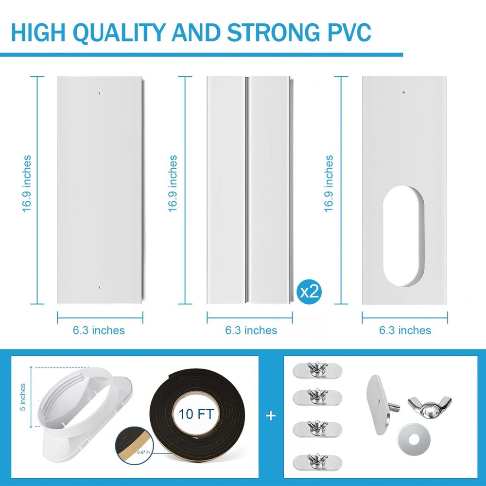 Portable Air Conditioner Window Kit with Coupler Adjustable Window Seal for A...