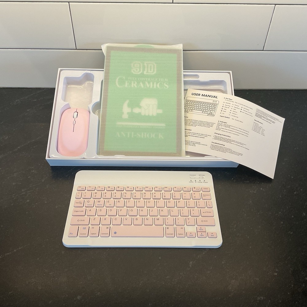 Sorae Wireless Keyboard And Mouse For Android Tablet Pink/White
