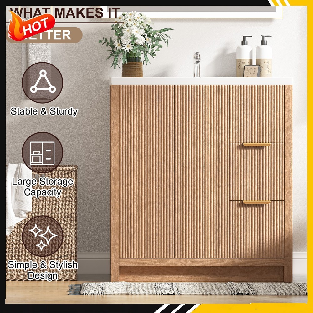 Render 31" Bathroom Vanity with Sink Compact Freestanding Bathroom Cabinet