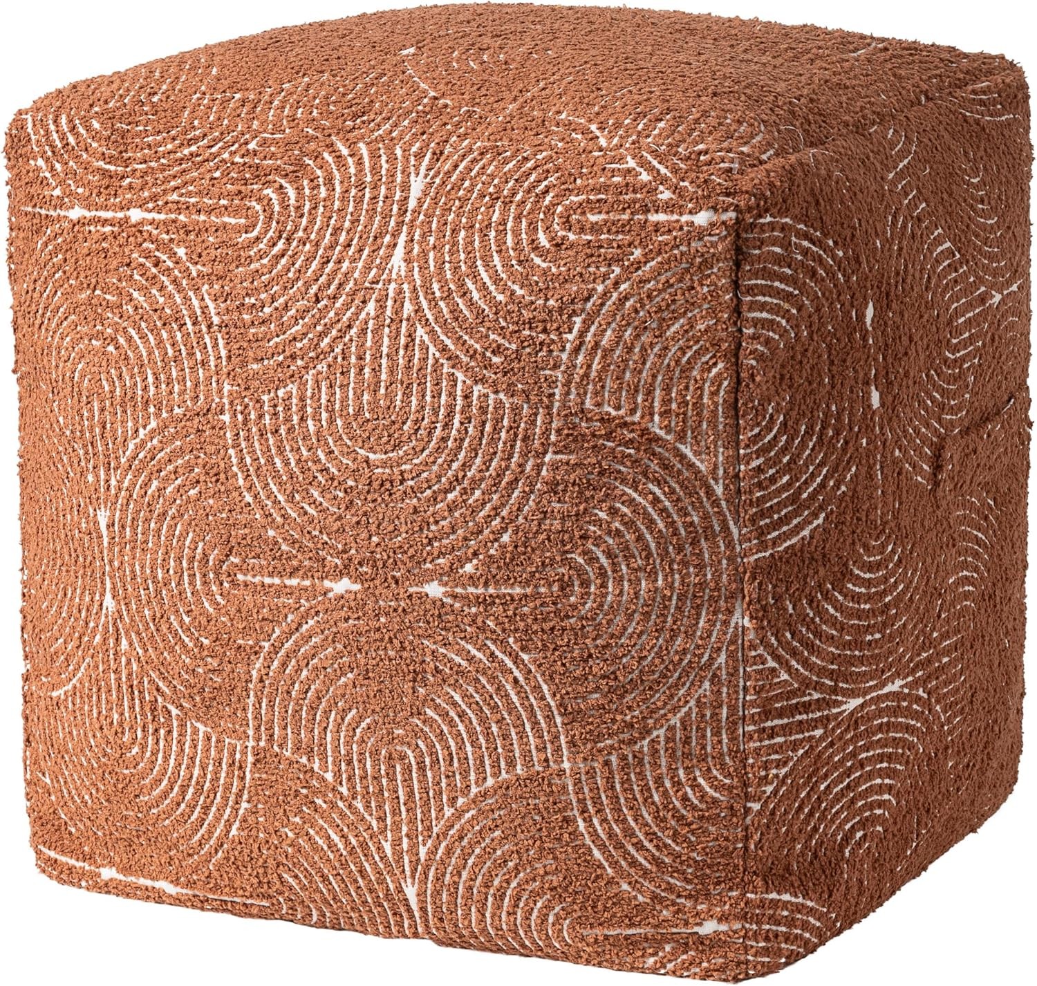 Unstuffed Boho Textured Pouf Cover Organic Modern Mid Century Rainbow Tufted