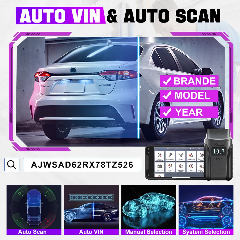 XTOOL A30D Full BiDirectional Scan Tool Car OBD2 Scanner Auto Diagnostic Reader