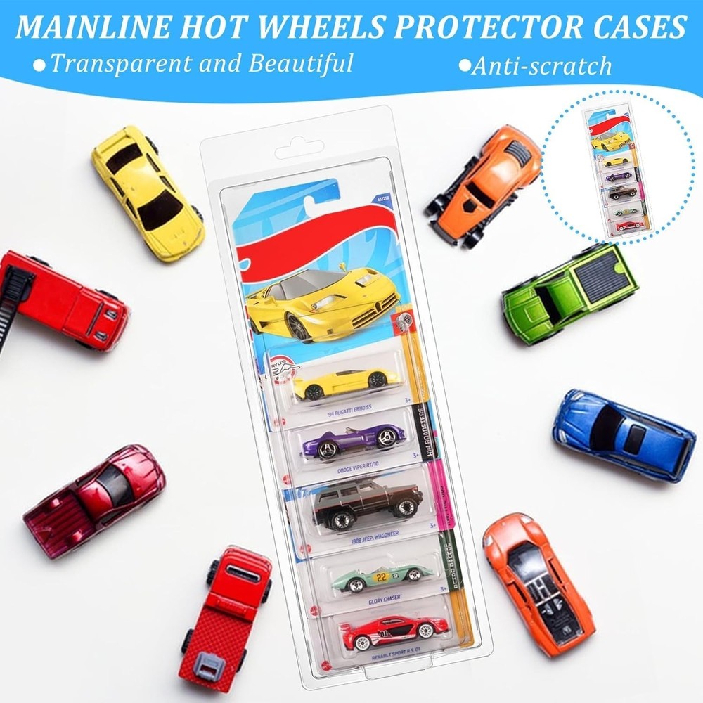 10 Pack 5 Separate Car Protector Case for Hot Wheels Mainline,Protector Packs...