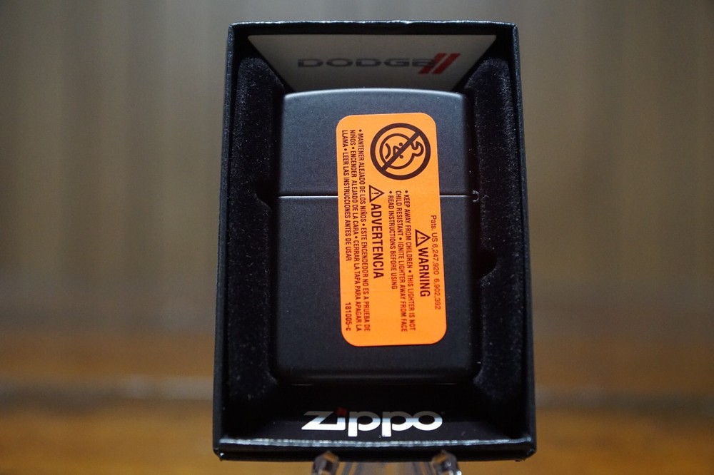 DODGE BLACK MATTE RED STRIPES ZIPPO LIGHTER MINT IN BOX