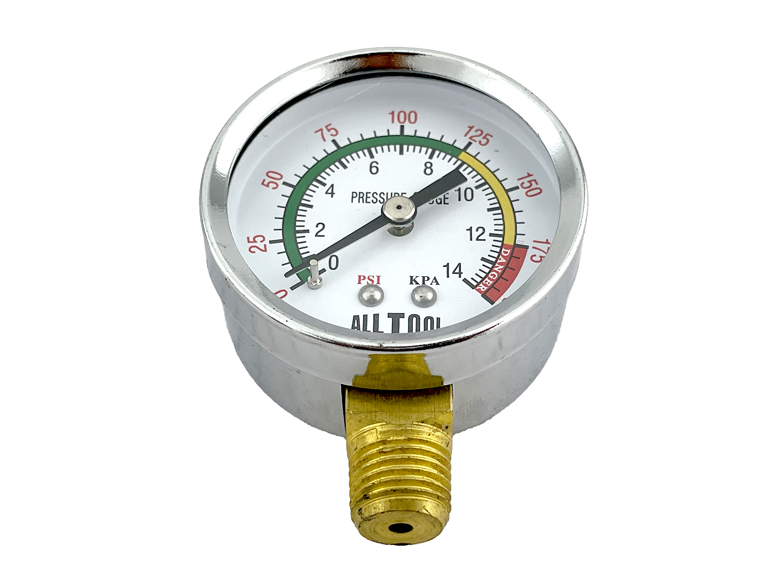 Air Pressure Gauge 2" Dial Side Mount 1/4"NPT - 0 to 200PSI Color Coded