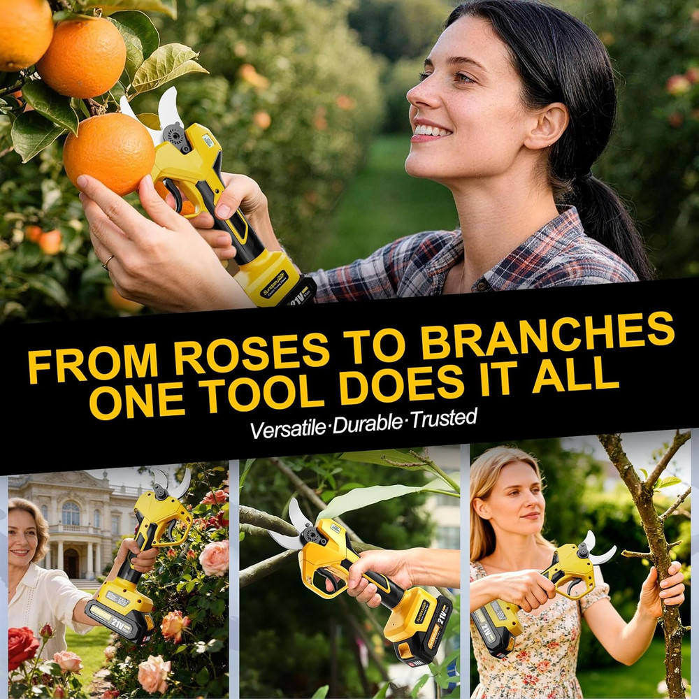 Cordless Electric Pruning Shears - Max 2" Cutting Diameter Brushless Pruning She