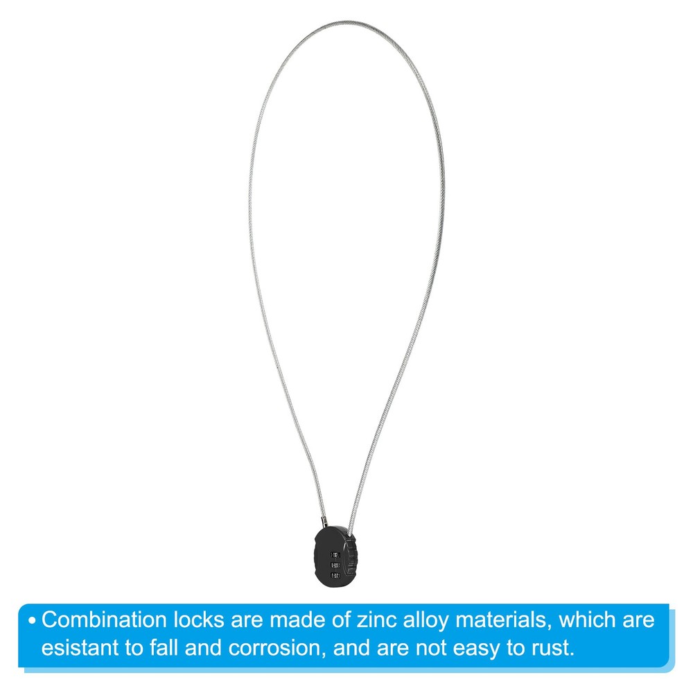 Small Combination Block 31.4", 1pc 3 Digit Luggage Lock, Black