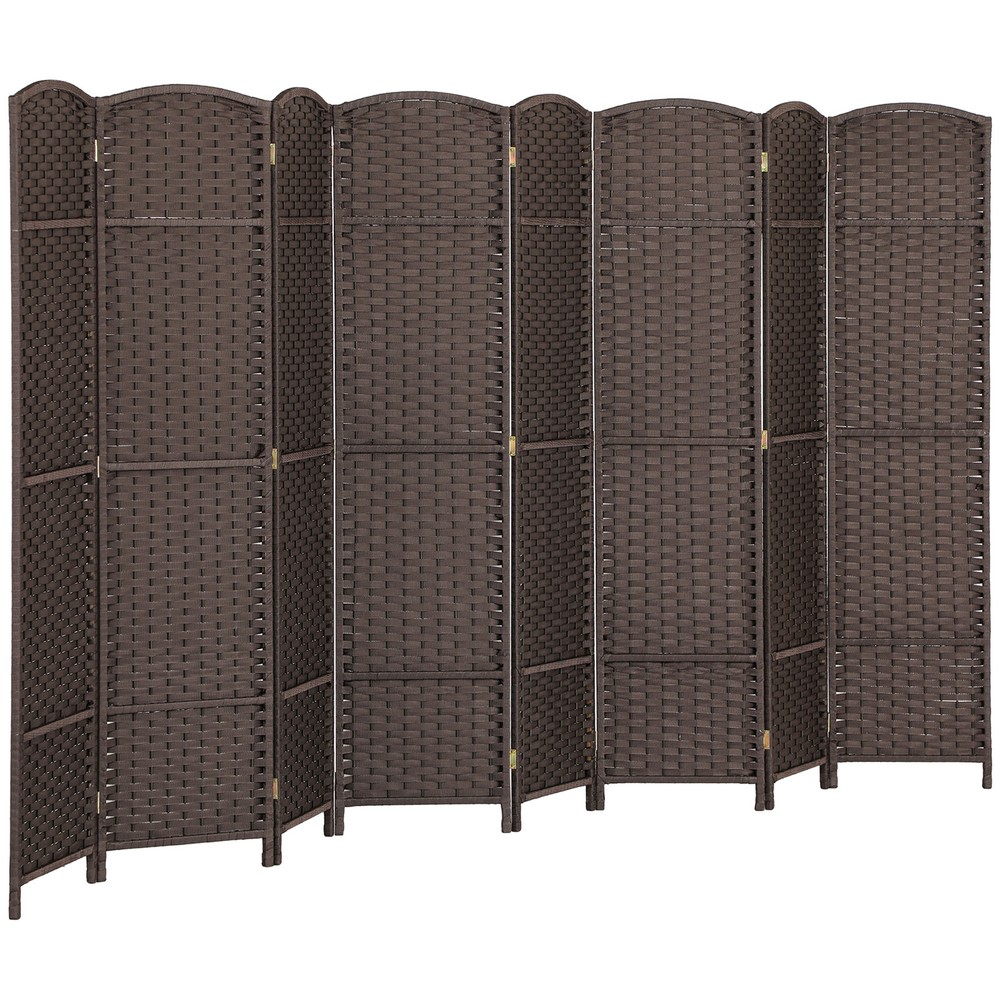 8 Panel Room Divider Freestanding Folding Privacy Screen Brown