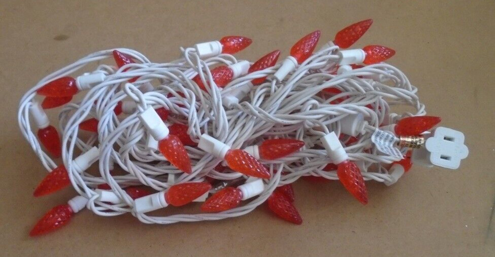 VICKERMAN Commercial Grade C6 String Light Set 50 LED Orange Light White Wire