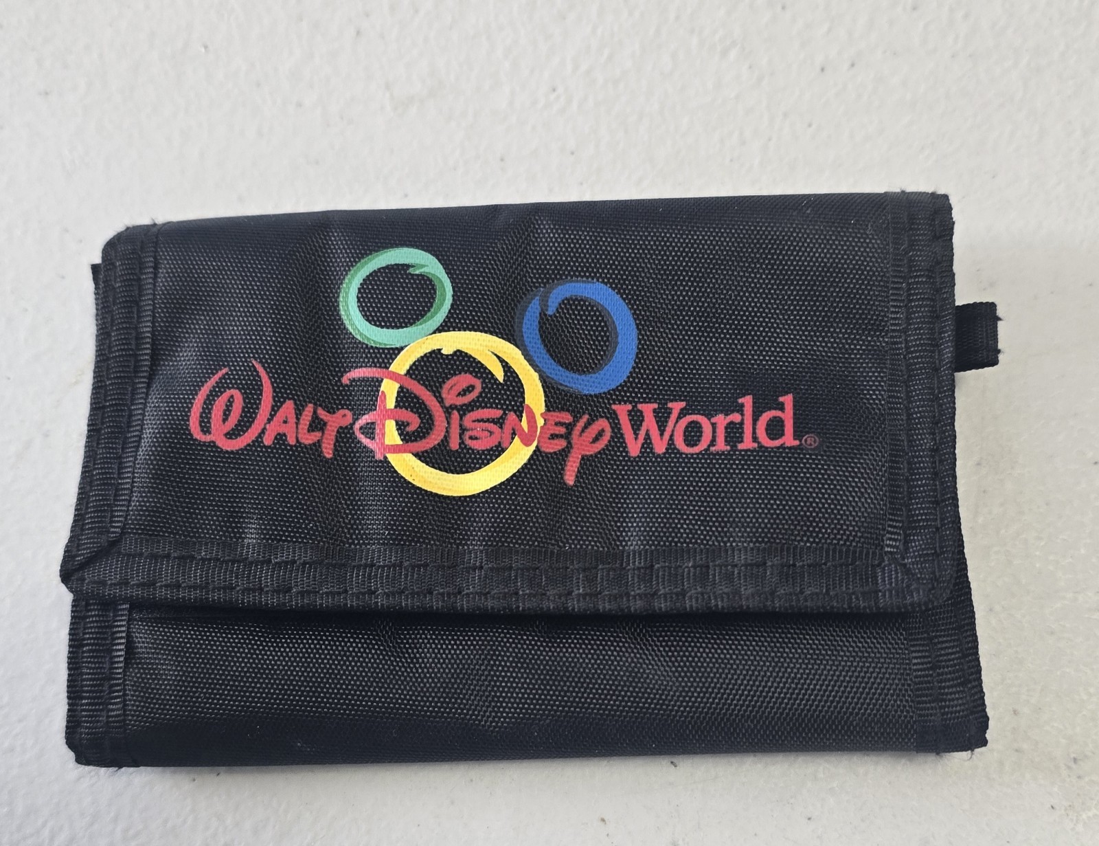 Vintage Walt Disney World Tri Fold Wallet Black Mickey Olympic 80s 90s