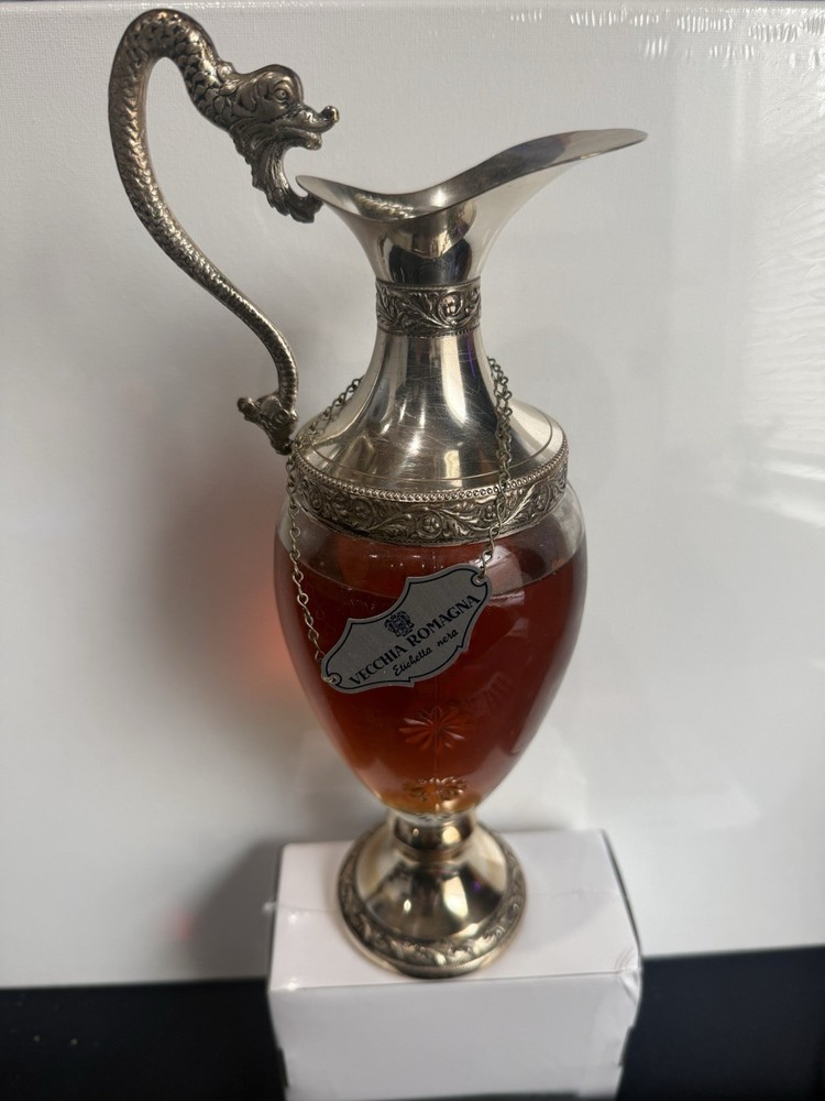 Vecchia Romagna Antique Silverplate Ornate Pitcher with Decorative Dragon Handle