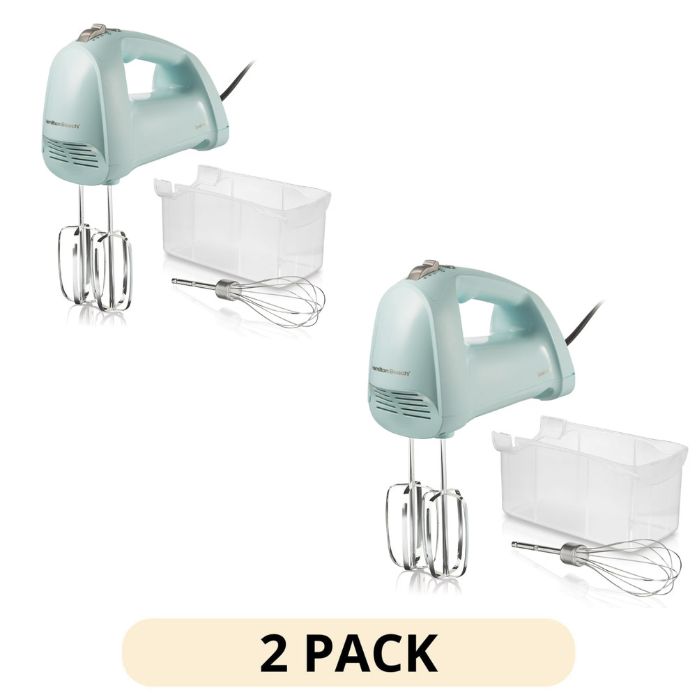 2 Pack Hand Mixer 6 Speed Blue 3 Attachments Snap On Case Kitchen Tool