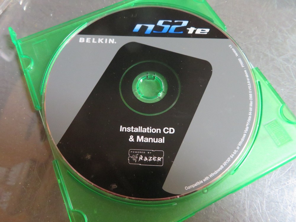 Belkin N52te Installation CD & Manual by Razer--Version 1.0-DISC ONLY!!!
