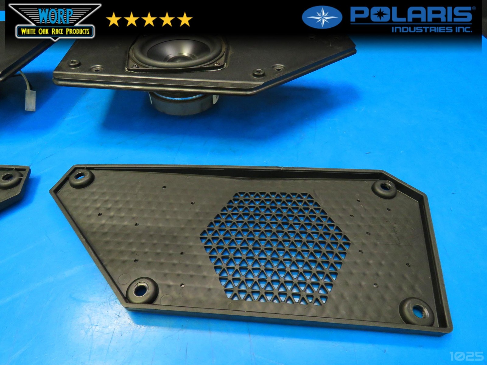 24-25 POLARIS XPEDITION MID WOOFER SET W/ MOUNTS GRILLES SPEAKERS GENUINE OEM