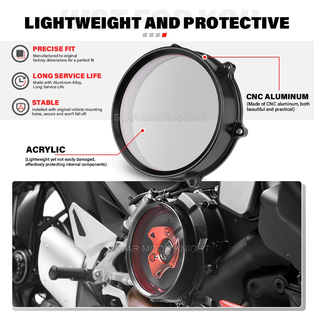 For Ducati 1199 1299 959 Panigale CorSe Streetfighter V2 Clear Clutch Cover