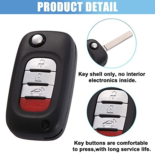 CWTWB1G767 Car Key Fob Shell 4 Button Remote Control Key Case Shell Keyless