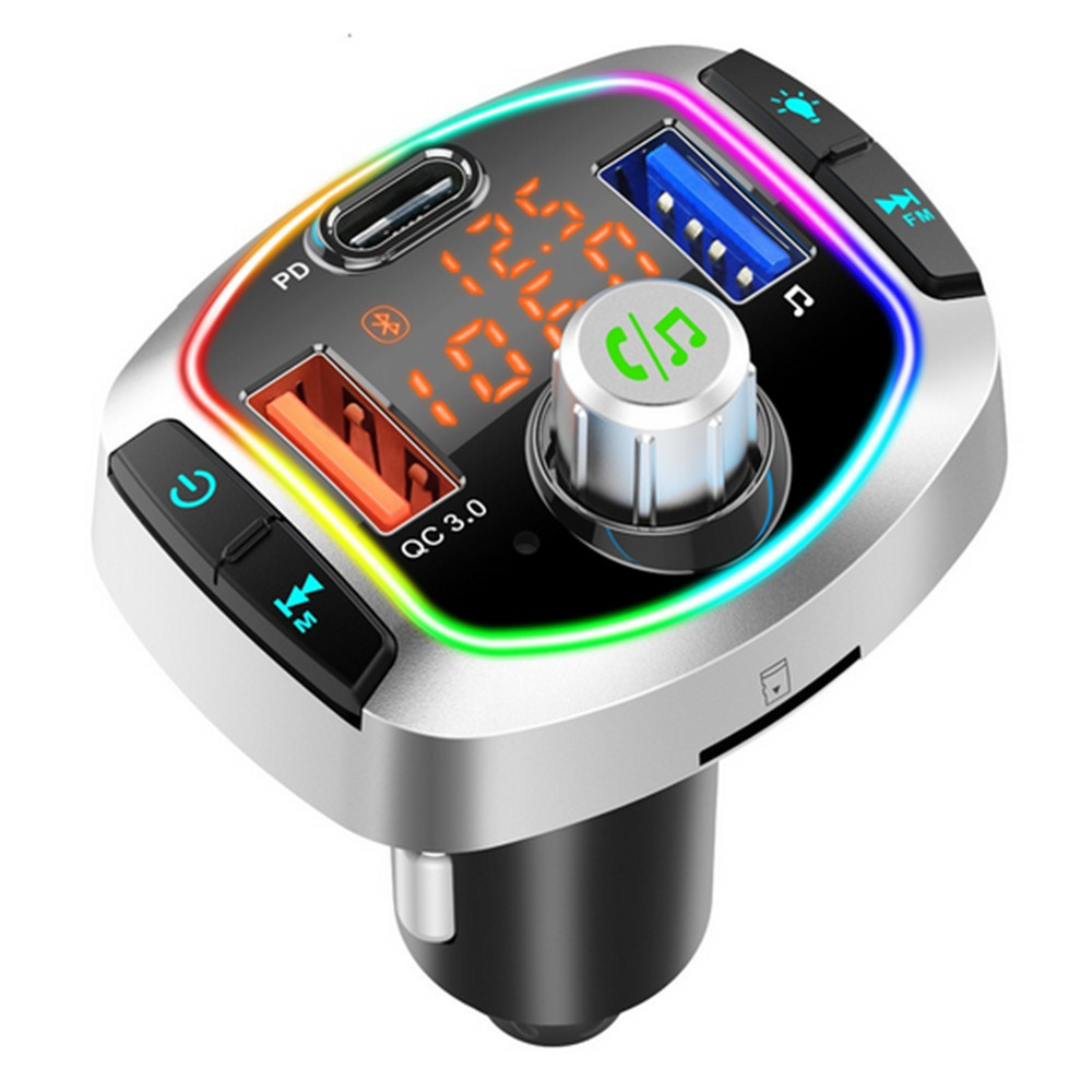 LED Backlit Bluetooth FM Transmitter Car MP3 TF/U Disk Player Handsfree USB PD