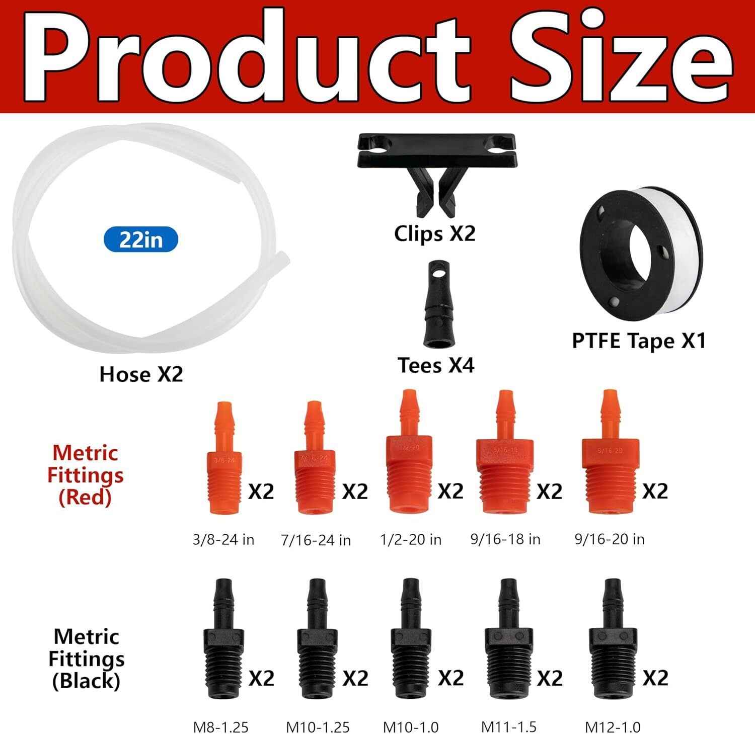 29 Pcs Master Cylinder Bleeder Kit-Brake Bleeder Kit with 22" Hose PTFE Tape Uni