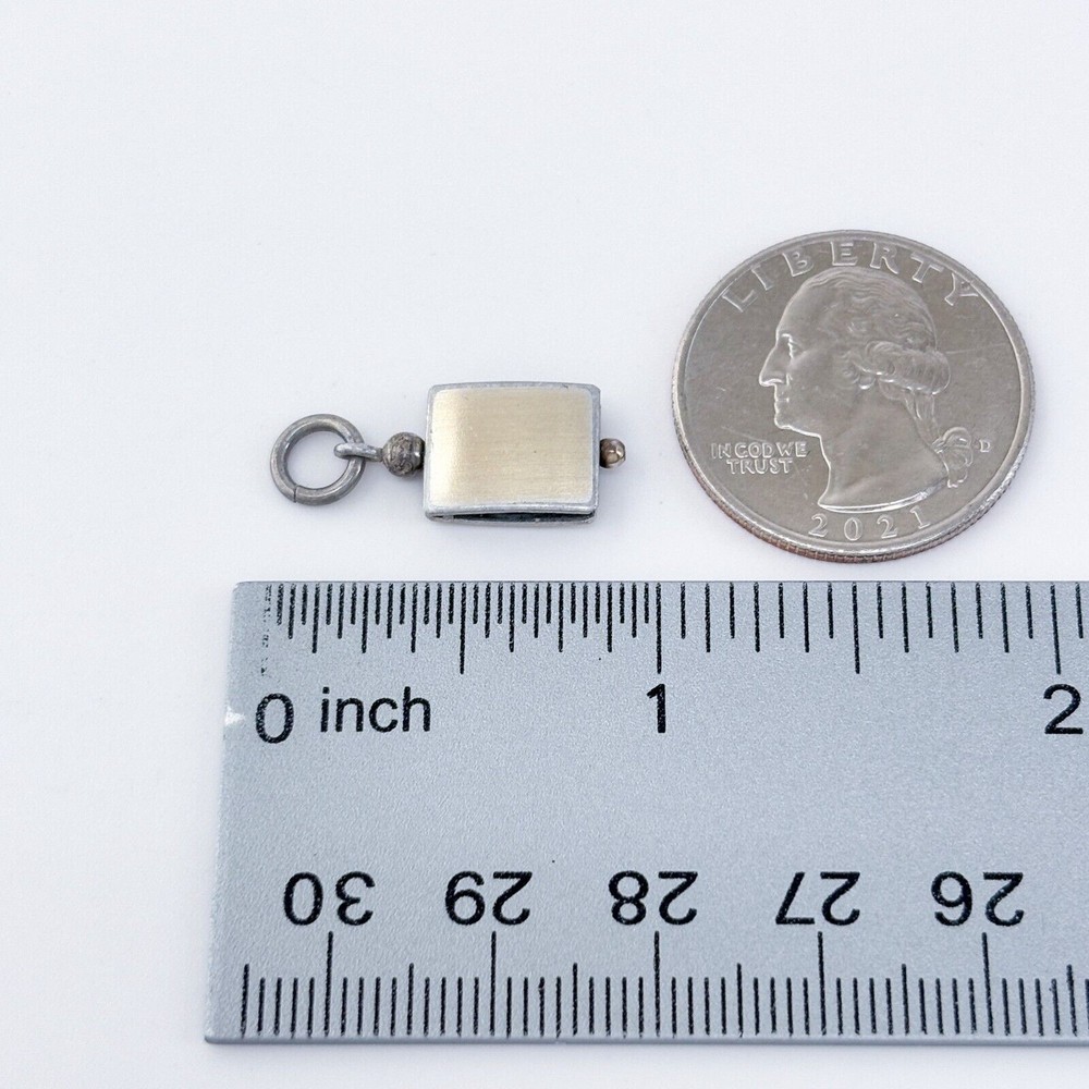 Vintage Silver-Tone Rectangular Charm Pendant