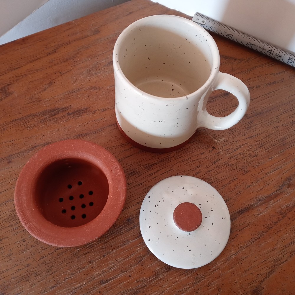 Beautiful Ceramic Tea Cup with Removable Infuser & Lid + Handle