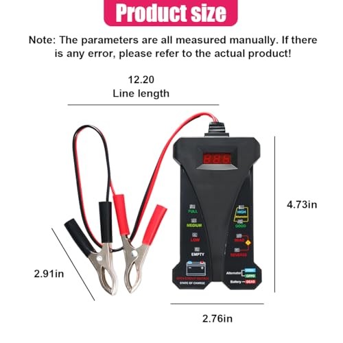12V Digital Car Battery Tester Voltmeter - Alternator Charging System Analyzer