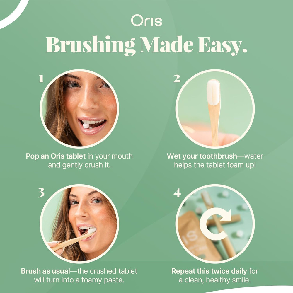 Oris Natural Toothpaste Tabs - Chewable Toothpaste Tablets for Sensitive Teet...