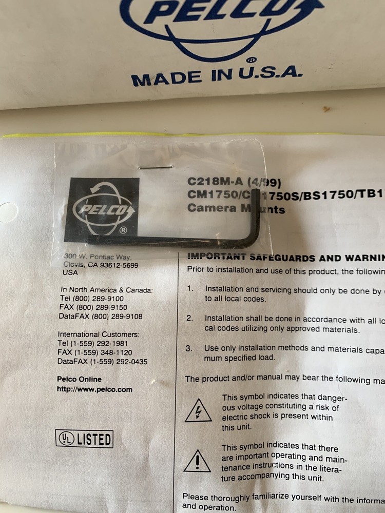 Pelco TB1750 Camera Mount (New Open Box)