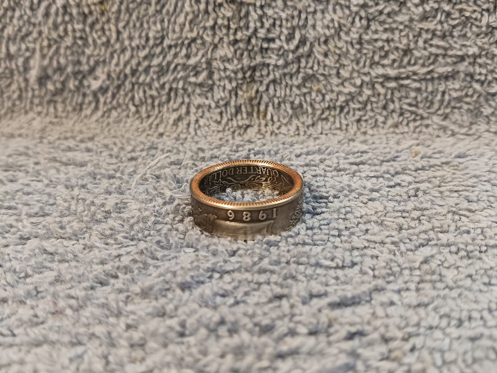 1986 Washington Quarters, Handmade Coin Ring, Size 7 -1/2