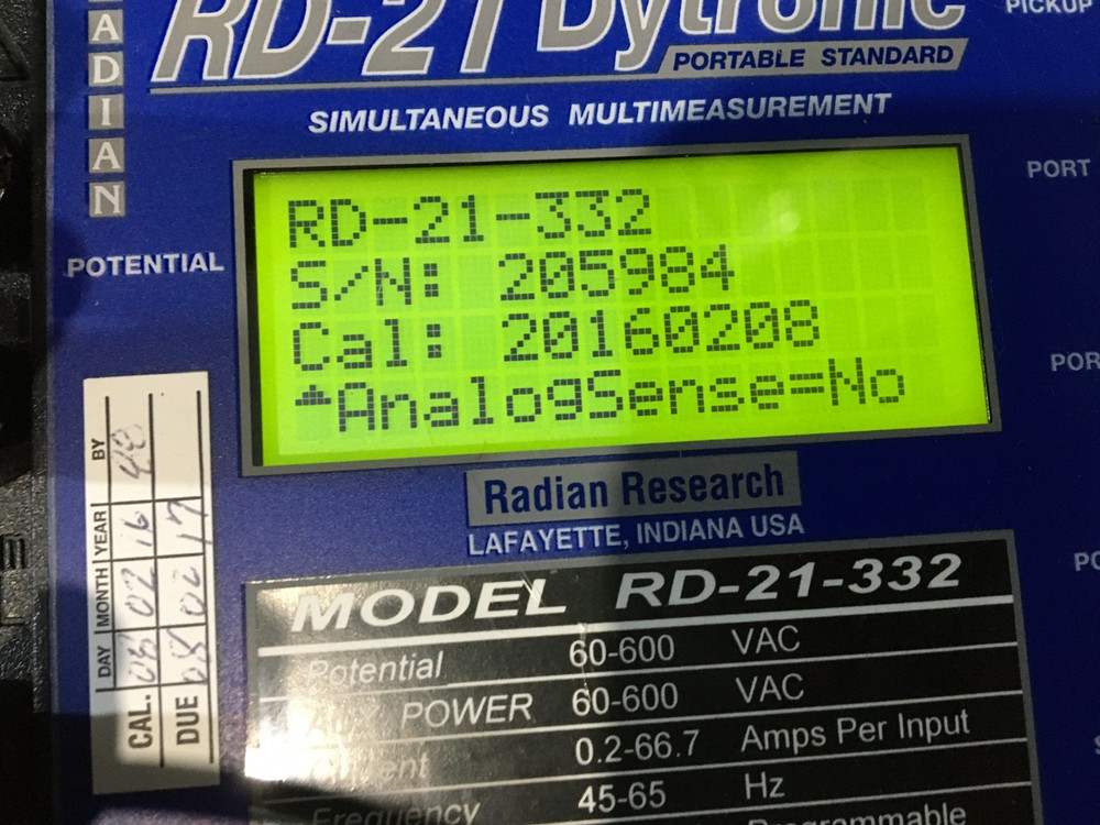 Radian Research RD-21 Dytronic Single-Phase Reference Standard With Leads
