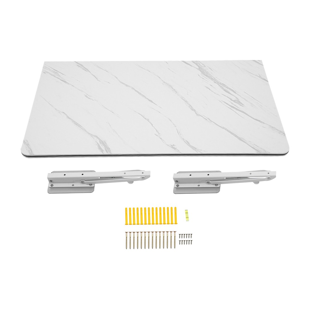 Folding Wall Mounted Laptop Desk with Brackets Space Saving Foldable Table