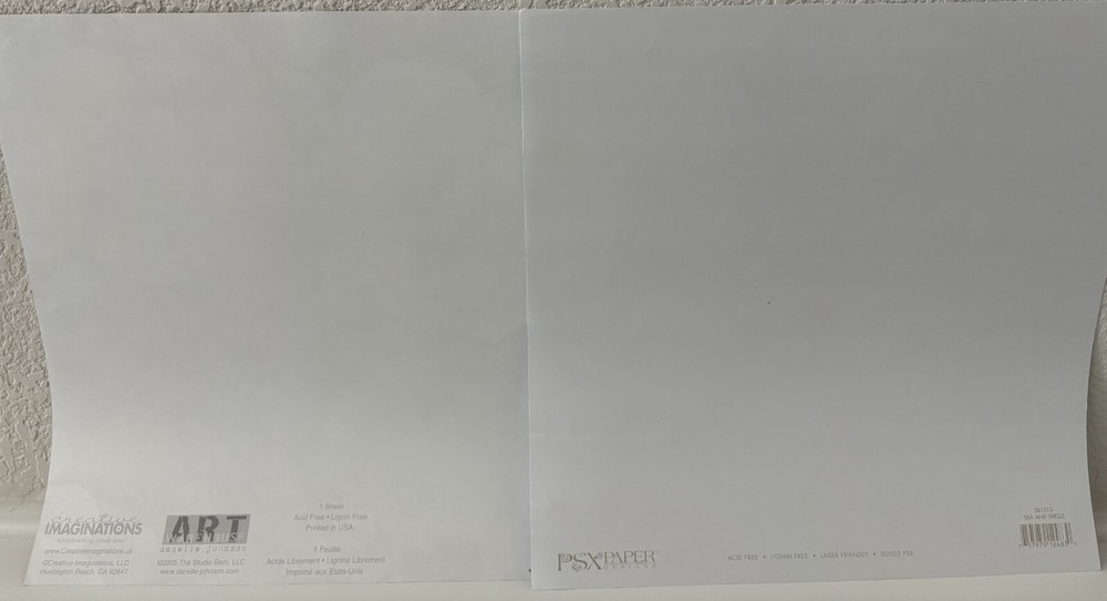 OCEAN, NAUTICAL, SHELLS - 12" x 12" Scrapbook, 5 Single/1 Double-Sided Sheets